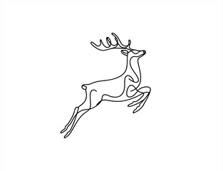 oneline art monoline vector deer stag jump  logo	
