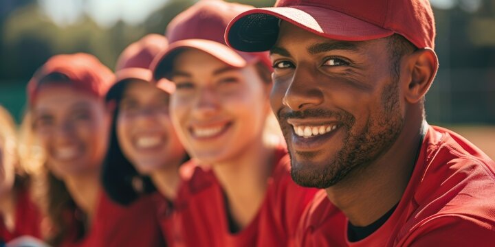 Group of athletes strategizing and training in preparation for a game, showcasing teamwork, motivation, and leadership - Powered by Adobe