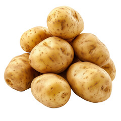 Freshly harvested organic potatoes stacked together on a transparent background showcasing their natural texture, Potatoes isolated