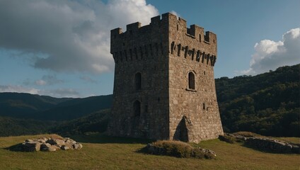 The view from the top of the archer tower offers a panoramic perspective of the surrounding landscape