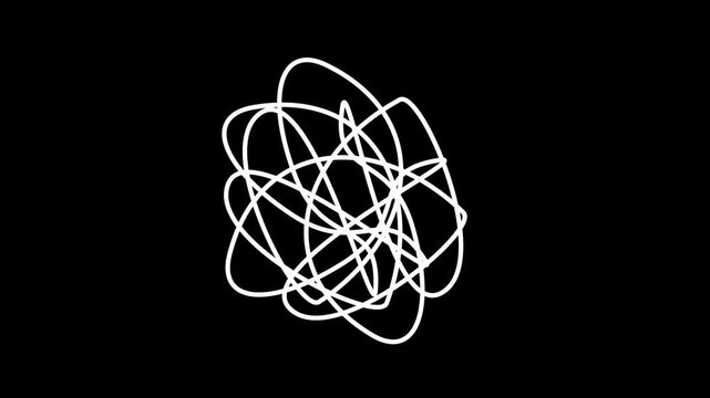 Tangled Line Change Shape Animation on black background. Complexity, Perplexity and Simplicity Concept