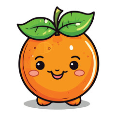 Cute cartoon orange fruit character isolated on white background. Vector illustration.