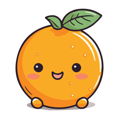 Cute cartoon orange fruit character isolated on white background. Vector illustration.