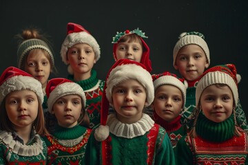 Jolly children in festive attire
