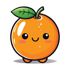 Cute cartoon orange fruit character isolated on white background. Vector illustration.