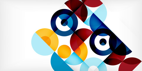 Minimal geometric abstract background. Circle square and triangle design. Trendy techno business template for wallpaper, banner, background or landing