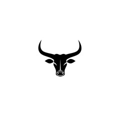 Naklejka premium Black and white bull head silhouette.