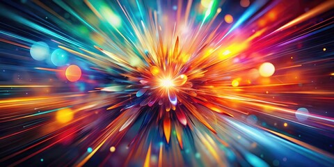 Vibrant Abstract Explosion Background with Bokeh Effect for Artistic Designs, Colorful Textures, Dreamy Atmosphere, Visual Impact, Digital Art, Creative Projects, Modern Aesthetics, and More