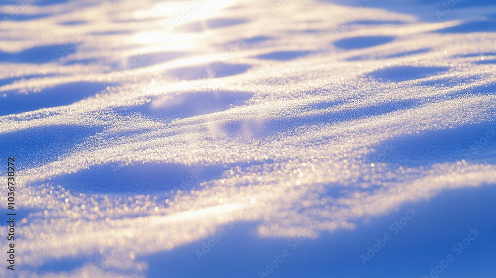Aufkleber glistening snow textures catch the sunlight, creating a tranquil winter atmosphere with soft blue an