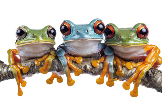 Exploring the Unique Features of Tree Frogs Isolated on a transparent Background for Educational and Creative Purposes
