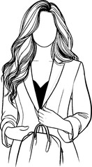 Black Grunge Line Art Style Beauty Elegant Women Use Dress Hand Drawn Illustration