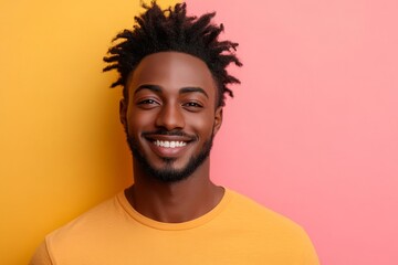 Obraz premium Happy transman smiling cheerfully, Generative AI