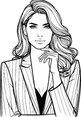 Black Grunge Line Art Style Beauty Elegant Women Use Dress Hand Drawn Illustration