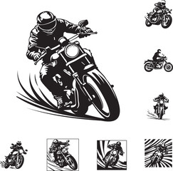 Dynamic Motorcyclist Illustrations