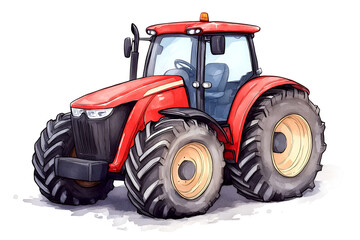Obraz premium Red tractor on white isolated background