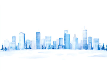 Naklejka premium Winter city skyline with snowy background