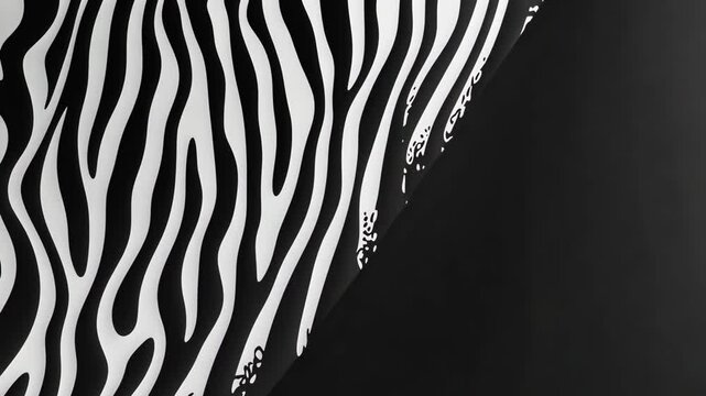 A close-up of a black and white zebra pattern fabric