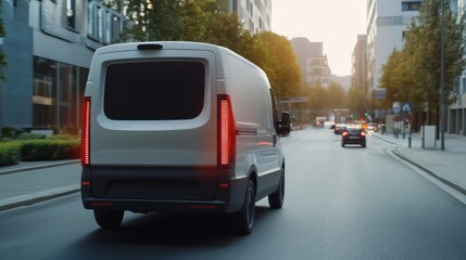 Eco-Friendly Electric Delivery Van on City Street