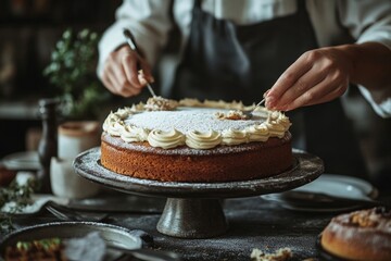 Chef making a cake at home, Generative AI