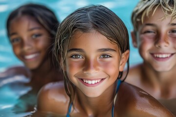 Young friends enjoying a day at beach, Generative AI