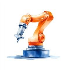Industrial robotic arm on white background