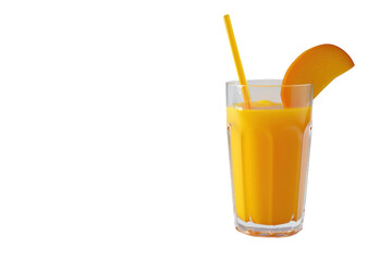 Delicious mango juice served in a glass with a straw