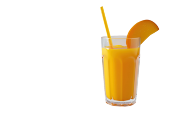 Delicious mango juice served in a glass with a straw