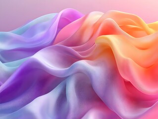 Fototapeta premium A stunning abstract wave of flowing silky fabric in vibrant pastel colors, creating a dreamy and harmonious atmosphere.