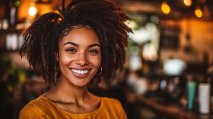 Obraz premium Wellness and Beauty-The Joy of Beauty Care: A Smiling Beautician Providing Friendly Service, Customer-Centric Beauty Salon Experience