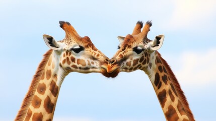 Naklejka premium Two Giraffes Touching Noses