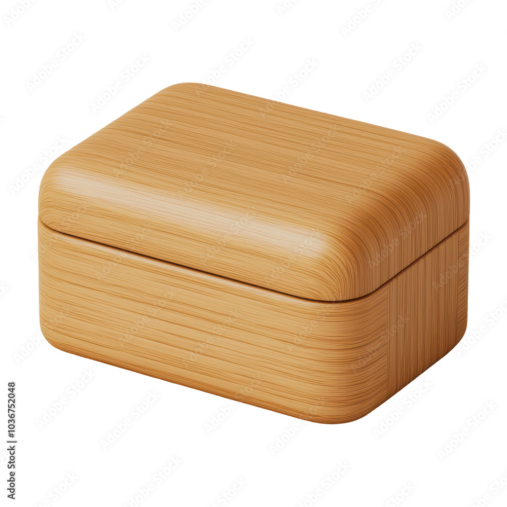 Poster 3d wooden box featuring rounded edges and a smooth finish, suitable for product modeling and digital