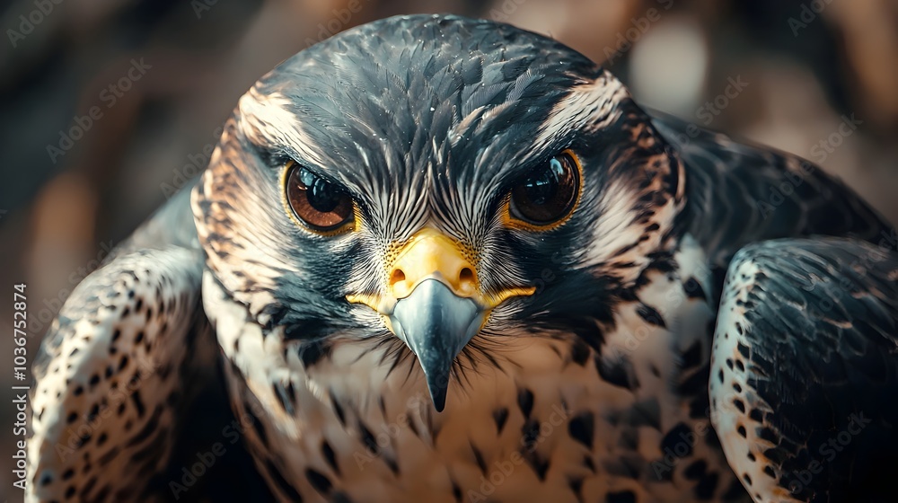 Poster fierce falcon face zeroing in on its prey embodying the essence of a predator in sharp close up