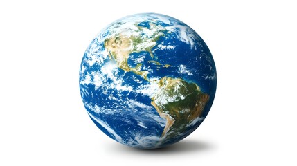 Earth isolated on the white background. Science photo with copy space. 