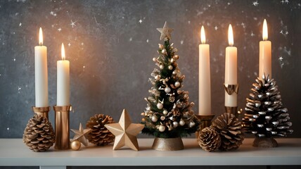 christmas living room composition on the shelf