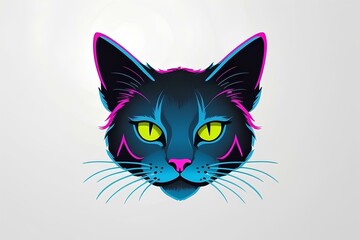 Neon Cat with Bright Eyes
