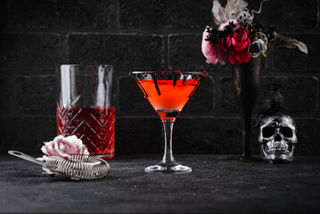 Spooky red Halloween monster cocktail