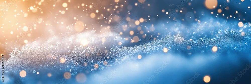 Aufkleber delicate snow textures glimmer as warm light filters through, creating a magical winter atmosphere a
