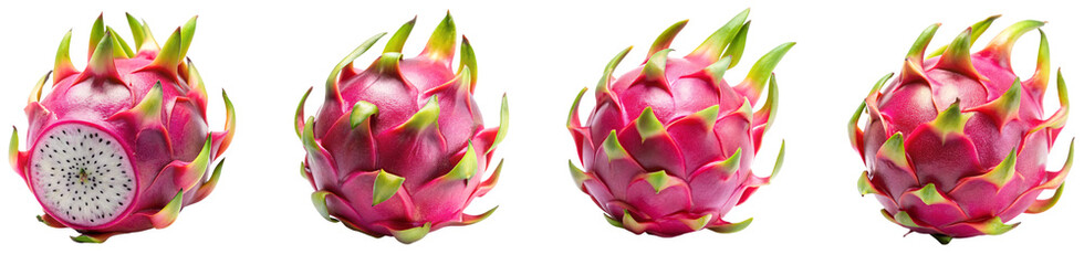 dragon fruit isolated on transport background, cut out.
