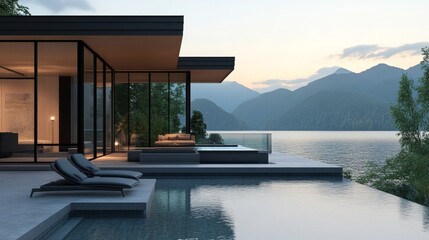 Fototapeta premium Modern Coastal Home with Stunning View
