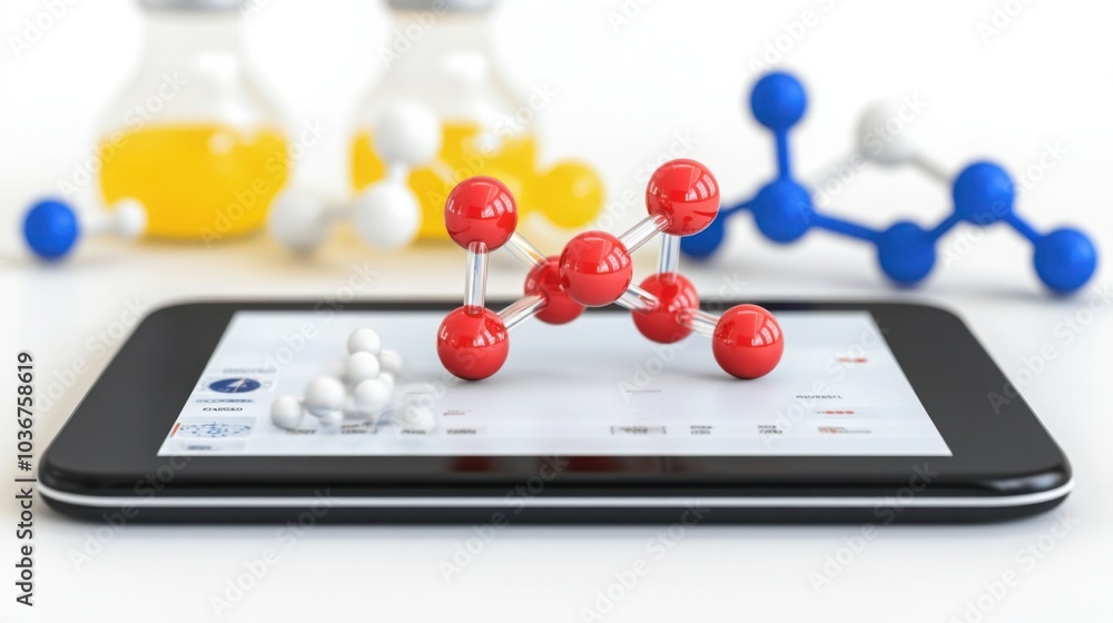 Poster holographic tablet display with 3d model visualization
