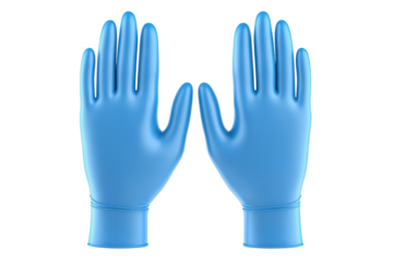 Blue latex gloves isolated on white background for medical or industrial use. isolated on transparent background.