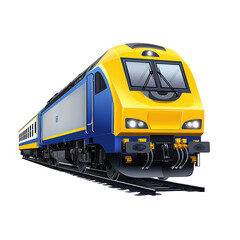 Fototapeta premium Colorful train on tracks, isolated on white background. isolated on transparent background.