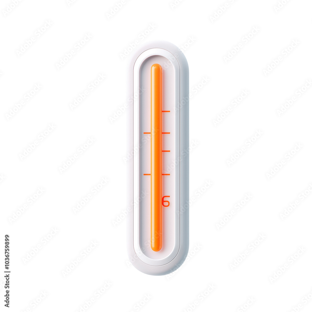 Aufkleber digital thermometer displaying a temperature reading of 6 degrees on a transparent background. isola