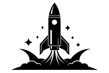 Space Rocket silhouette vector illustration.