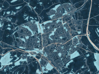 Painterly Style City Map of Hemel Hempstead, the United Kingdom in a Blue Color Scheme.