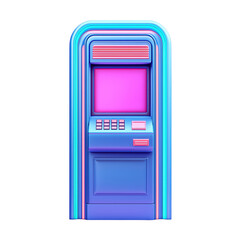 Futuristic arcade gaming machine, colorful and retro design, white isolate background. isolated on transparent background.