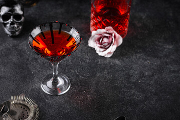 Spooky red Halloween monster cocktail