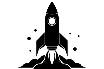 Space rocket ship silhouette vector.