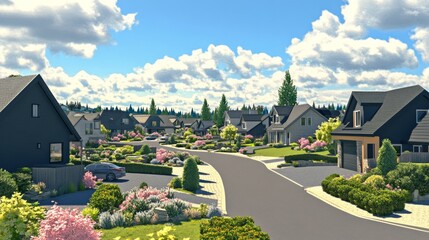 Modern Suburban Community with Detailed Textures