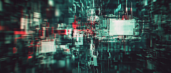 Obraz premium Futuristic Matrix Of Red And Green Digital Elements Mixed